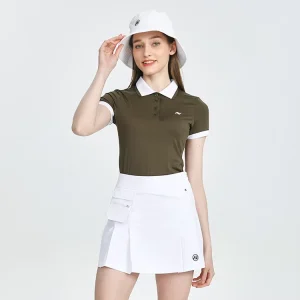 High Quality Women’s Solid Color Jersey Golf T-Shirts Customized Logo Breathable Anti-Wrinkle Quick Dry 180g Short Sleeve