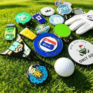 Hong Kong Dollar Custom Soft Enamel Metal Golf Ball Marker for Engraving, Golf Hat Clip Holder