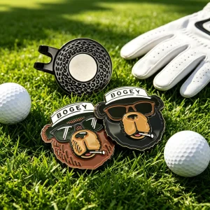 Hong Kong Dollar Custom Soft Enamel Metal Magnetic Luxury Golf Ball Marker, Golf Hat Necklace for Engraving