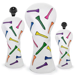 Honor Custom PU Leather Waterproof Golf Driver Head Covers with Embroidered Pattern and Elastic Band Closure