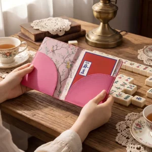 Hot Pink Mahjong Scorecard Cards Protective Cover Large Rule Mahjong Cards Folio Holder for Birthdays Holiday Wedding Game Party
