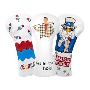 Hot Sales Waterproof Golf Headcover Club Embroidery Pu Leather Golf Driver Wood Fairway Hybrid