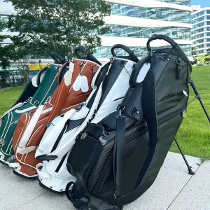 Hot Selling Lightweight Golf Stand Bag Custom logo PU Nylon and Waterproof Leather Five Way Channel