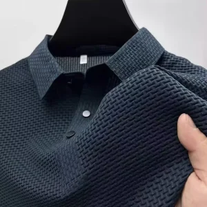 Ice Silk Cooling Polo Shirts Men Nylon Spandex 3D Textured Grid Golf Polo Custom Logo Summer Business Tops