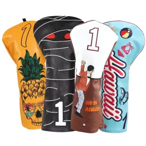 In Stock Bulk Golf Head Covers Golf Headcover Club Embroidery PU Leather Driver Fairway Hybrid Golf Accessories