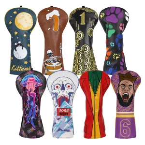 In Stock Embroidery Golf Driver Club Head Cover PU Leather Golf Accessories Factory Plush Liner Golf Headcovers