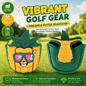 In Stock Factory Price Pineapple Design Golf Putter Club Head Covers Custom Logo Headcovers Premium PU Golf Headcover