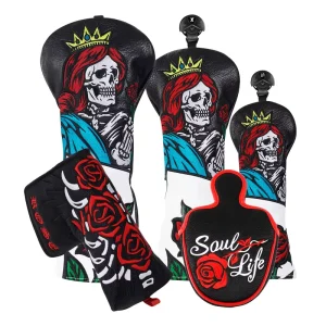 In Stock Golf Accessories Rose Romantic Driver Putter Golf Club Head Covers Embroidery Skeleton Golf Headcovers