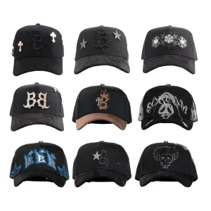 In Stock Premium 2.0 Drop Bundle Satin Lined Sports Baseball Caps Black Visor 5 Panel A Frame Gorras