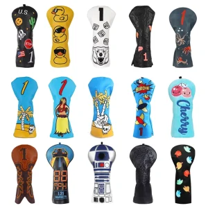 In Stock Soft PU Leather Golf Headcover Driver Club Golf Head Cover Waterproof Golf Accessories