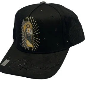 In stock New Luxury Bigg Boss Cap Cross Embroidery Rhinestones Metal Pins Suede Religious Baseball Gorras San Judas Tadeo