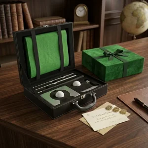 Indoor Golf Putter Trainer 3 Section Foldable Golf Putter Premium Leather Gift Box Set OEM ODM Factory Business Gift