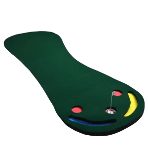 Indoor Mini Golf Set with 3 Hole Putting Green Mat Nylon Artificial Grass for Training Aids