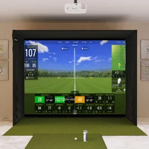 Indoor Virtual Golf Simulator Enclosure Aluminum Frame Dual Layer HD Impact Screen for Amusement Parks