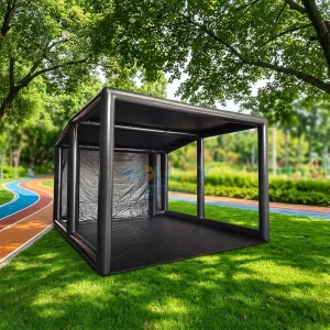Inflatable Golf Impact Screen Simulator Enclosure for Home With Front Panel and Floor