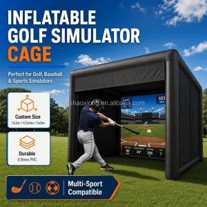 Inflatable Golf Simulator Cage Tent Indoor Outdoor Baseball Golf Training Enclosure with Impact Screen for Sports Practice