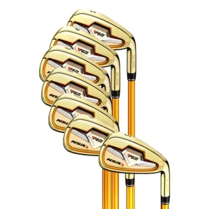 Iron Golf Clubs for Men Women Right Handed Training R S Class Upgraded Version Golden Color Stainless Steel Club Head Graphite