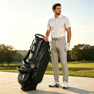 JBoss Golf Black White Golf Stand Bag 5 Way Top Divider Lightweight Waterproof Golf Club Bag Custom Logo Stocks