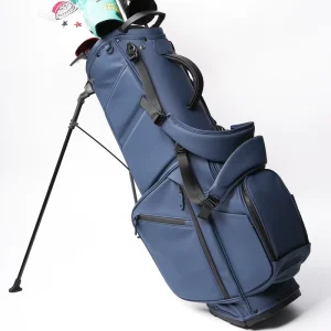 JBoss Golf Custom Name Foldable PU Leather Golf Stand Bag with 6 Compartments 14 Dividers Waterproof Embroidery Logo