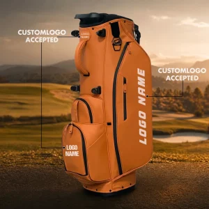 JBoss Golf Waterproof PU Leather Eco Friendly Brown Foldable Lightweight Large Capacity Portable Golf Stand Bag MOQ 1 Custom
