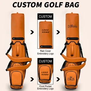 JBoss Golf Waterproof PU Leather Eco Friendly Lightweight Portable Brown Stand Bag MOQ 1 Custom Logo 14 Way