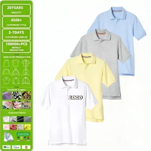 Kids Custom Logo Pique Golf Polo T Shirts School Uniform Short Sleeve Boys and Girls Casual Sports Wear 60% Cotton 40% Spandex