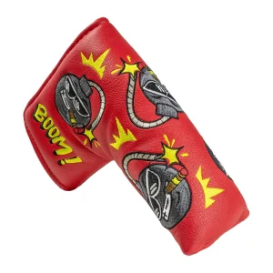 LOW MOQ Bomb Style PU Leather Embroidery Logo Golf Club Head Cover Strong Magnetic Close Golf Putter Blade Headcover