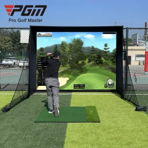 LXW032 Customizable Size Golf Simulator Enclosure Nets with Frame and HD Impact Screen Kit for Indoor Outdoor Golf Practice