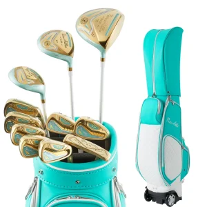 Ladies Golf Club Set Complete 10 Piece Lightweight Carbon Shaft Rubber Grip Titanium Alloy Clubheads Portable