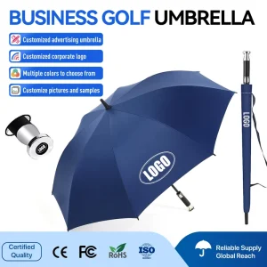 Large Straight Golf Umbrella Auto Open Windproof Metal Handle 8 Ribs Sun Protection Rainproof Expert Product Source