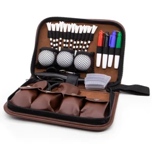 Latest Design Large Capacity Storage PU Leather Bag Golf Accessories Set Pouch Golf Tool Kit Bag