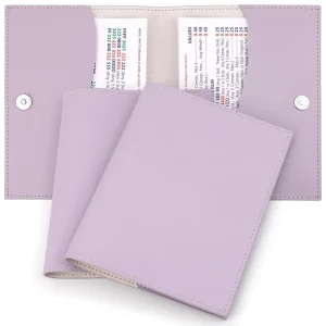 Lavender Purple PU Leather Mahjong Card Large Folio Holder Magnetic Closure MAHJ Cards Scorecard Protector with Soft Lining