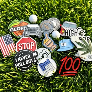 Leather Flower Power Magnetic Birdie Sublimation Blank Unique Anime Golf Ball Marker Assortment Blank Engraving With Coin Gold