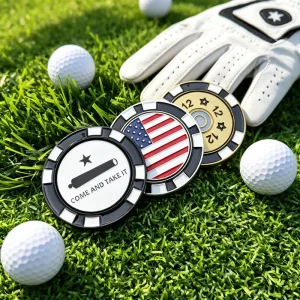 Leather Flower Power Magnetic Birdie Sublimation Blank Unique Golf Ball Marker Blank Engraving With Coin Gold do diy