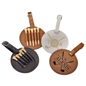 Leather Golf Bag Tag Groomsman Gift Golf Tee Holder Organizer for Marker Luggage Tag