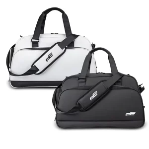 Leather Golf Boston Bag 2-Layer Golf Duffle Bag Golf Travel Bag with Shoe Compartment