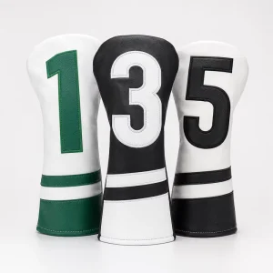 Leather Golf Club Head Covers Retro Style Embroidery Protective Sleeves for Driver Fairway Wood Hybrid Putter Magnetic