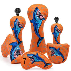 Leather Golf Club Headcover Set for Driver Fairway Hybrid Wood Iron Blade Putter and Mallet Putter