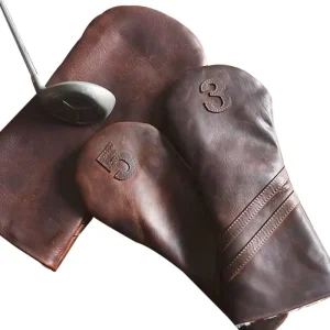 Leather Golf Club Headcover for 460cc Driver, #3 and #5 Fairway Wood, Waterproof