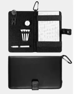 Leather Golf Scorecard Holder Case with Divot Tool Hat Clip Pencils and Tees