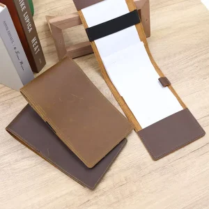 Leather Golf Scorecard Yardage Stats Book Cover Holder with Elastic Pencil Band