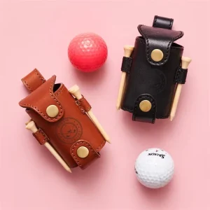 Leather Golfer Waist Pack Bag Golf Balls Pouch With Tees Holder and Buckle Pouch Bag Storage Case for Balls