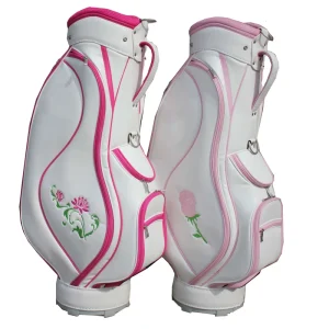 Leather Pink White Ladies Golf Cart Bag Golf Caddy Bag