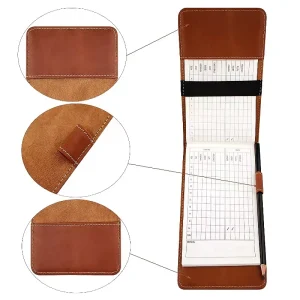 Leather Scorecard Holder Cover Case Customized Cattlehide Leather Golf Scorecard Yardage Book Holder