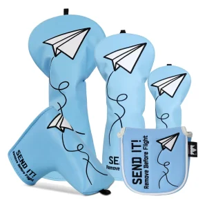 Light Blue Golf Accessories Gift Blade Putter Head Cover Soft Leather Driver Custom Golf Headcovers
