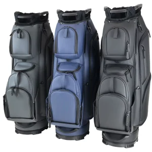 Light Luxury PU Leather Men’s Tournament Golf Cart Bag with Rain Cover 3 Colors Optional