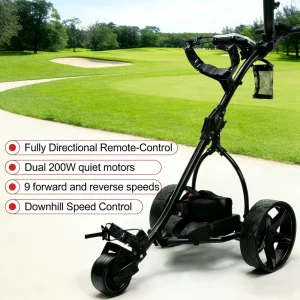 Light Weight Remote Control Golf Trolley With 400W Tubular Motors Distance Function 10M 20M 30M Battery Power Indicator