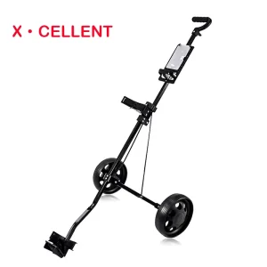 Lightweight 2 Wheel Golf Cart Drink Umbrella Holder 360° Smooth Pull Push Iron Construction Plastic Material Golf Bag Trolleys