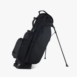 Lightweight Black Golf Stand Bag with Stable Dual Stand Legs 6-Way Club Divider Multiple Zipper Pockets Double Shoulder Strap
