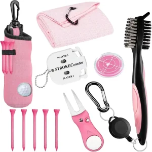 Lightweight Golf Accessories Kit Includes Golf Ball Bag Hook Tees Ball Marker Divot Tool Score Counter